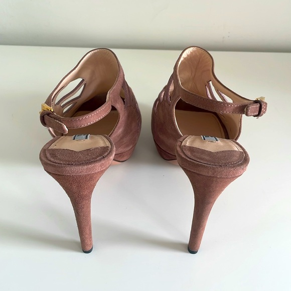 Prada Pink/Taupe Suede Slingback Sandals - Picture 4 of 6